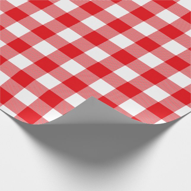 Papel De Presente Teste padrão vermelho e branco da verificação do (Ponta)