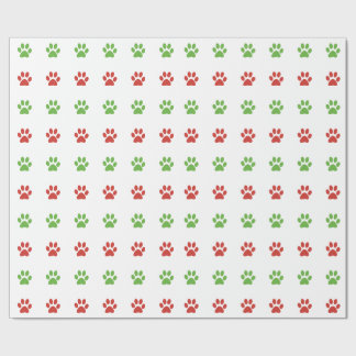 Papel De Presente Teste padrão vermelho & verde do Natal do animal