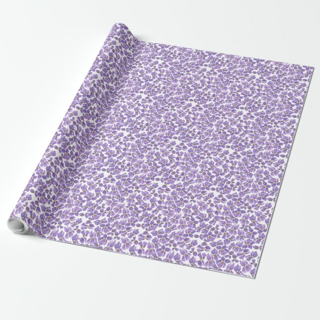 Papel De Presente Teste padrão violeta feito sob encomenda de Ditsy (Desenrolado)