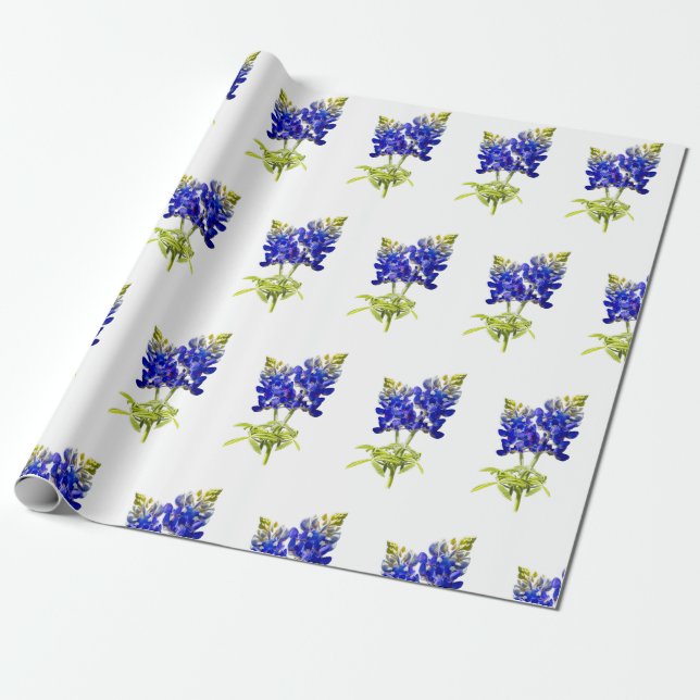Papel De Presente Texas Bluebonnets, papel de enrolamento (Desenrolado)