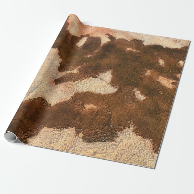 Papel De Presente Têxteis florais brancos e castanhos (Desenrolado)