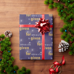 Papel De Presente Texto Cristão De Natal Em Roxo