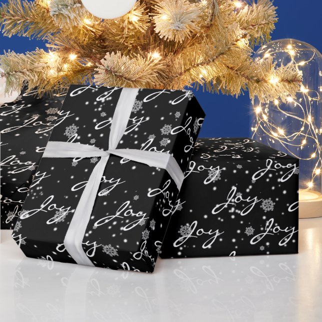 Papel De Presente Texto de ALEGRIA de Natal em flocos de neve   (Feriados)