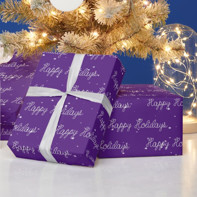 Papel De Presente Texto de Esperança Feliz e Flocos de Neve (Feriados)