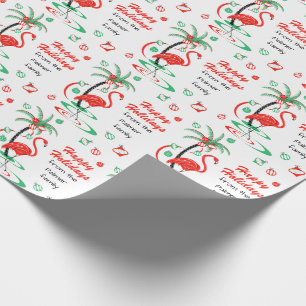 Papel De Presente Texto de Feriados Felizes do Flamingo de Natal Ver