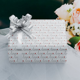 Papel De Presente Texto de na moda Love com Padrão de Corações