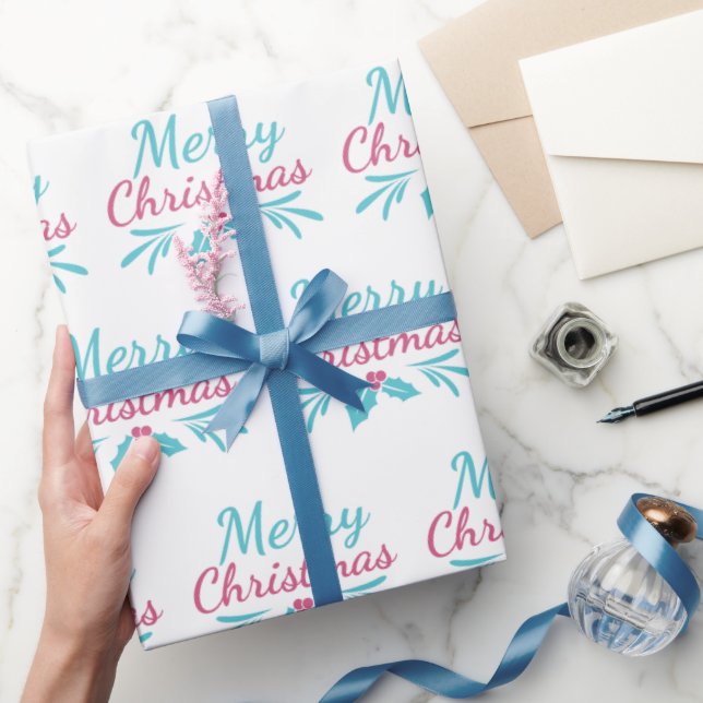 Papel De Presente Texto de Natal Brilhante e Feliz Branco Invisível (Presentear)