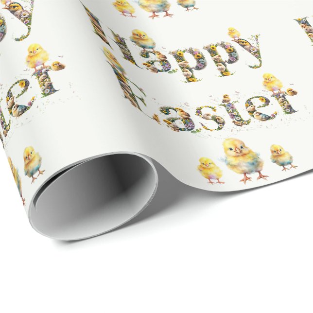 Papel De Presente Texto decorativo do felz pascoa (Ponta do rolo)