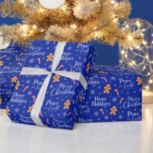 Papel De Presente Texto Divertido de Natal com Gráficos Fofos