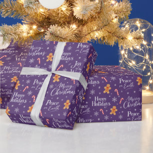 Papel De Presente Texto Divertido de Natal com Gráficos Fofos