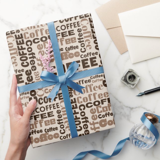 Papel De Presente Texto do Café (Presentear)