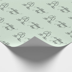 Papel De Presente Texto do Dia do Casamento com Taças de Champanhe S