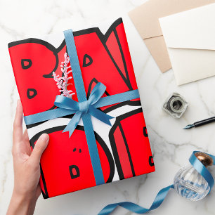 Papel De Presente Texto do Estilo do Grafite Vermelho Nulo