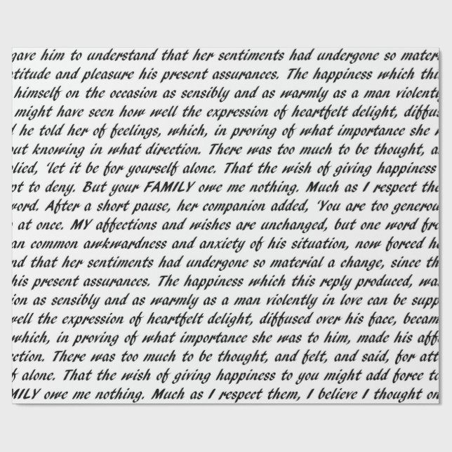 Papel De Presente Texto do orgulho e do preconceito (Aberto)