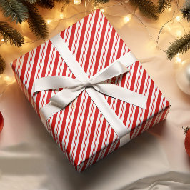 Papel De Presente Texto Dourado de faixas vermelhas de canas de Nata