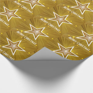 Papel De Presente Texto Dourado do branco do Feliz Natal do