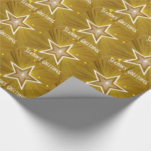Papel De Presente Texto Dourado do branco dos cumprimentos da