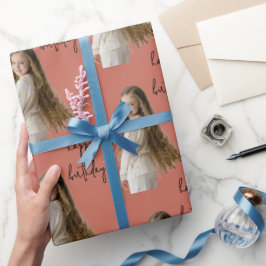 Papel De Presente Texto e foto de Terracotta Clay & Custom Birthday