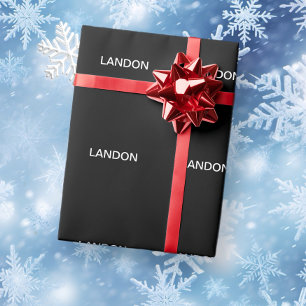 Papel De Presente Texto Editável Moderno   Preto e branco