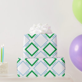 Papel De Presente Texto Japonês com Diamante Verde Verde Mínimo