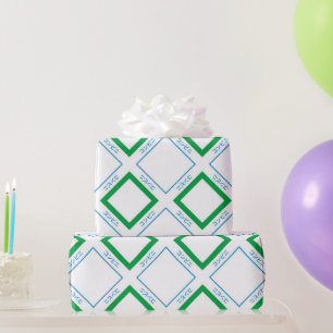 Papel De Presente Texto Japonês com Diamante Verde Verde Mínimo
