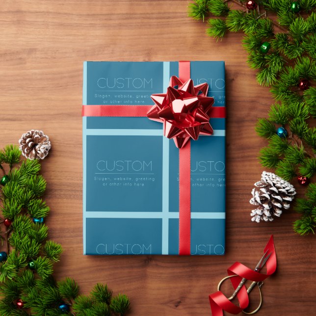 Papel De Presente Texto moderno personalizável | Oceano & Azul Robso (Presente de Natal)