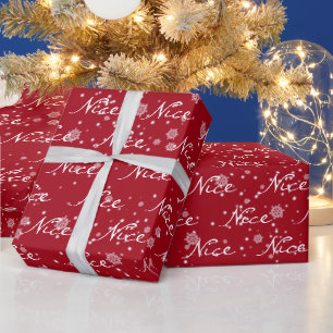Papel De Presente Texto NICE De Natal Em Flocos De Neve