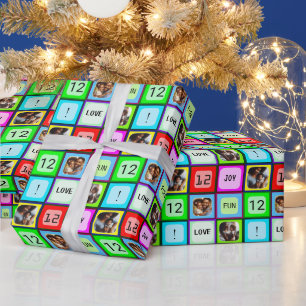 Papel De Presente Texto personalizado colorido personalizado e 3 fot