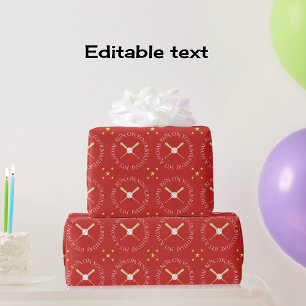 Papel De Presente Texto personalizado de aniversário de beisebol ve