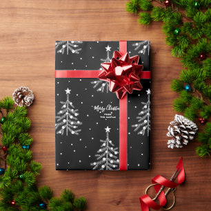 Papel De Presente Texto Personalizado de Padrão de Árvore de Natal