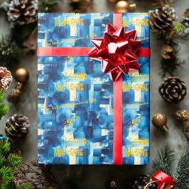 Papel De Presente Texto Personalizado de Quebra de Presente Azul Ele