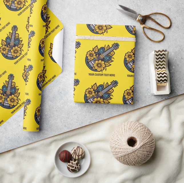 Papel De Presente Texto Personalizado e Cor Ukulele (Artesanato)