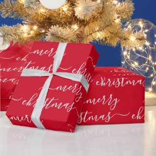 Papel De Presente Texto Personalizado Natal Alegre Vermelho E Branco