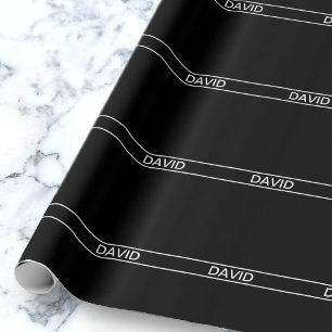 Papel De Presente Texto Personalizável   Preto e Branco Moderno e Ou