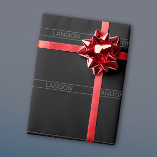 Papel De Presente Texto Personalizável Preto Moderno e Cinza Escur