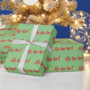 Papel De Presente Texto Red Ho Ho Ho dos papais noeis sobre Presente