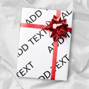 Papel De Presente Texto repetitivo personalizável moderno branco e p