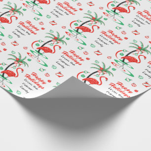 Papel De Presente Texto vermelho do flamingo do Natal boas festas