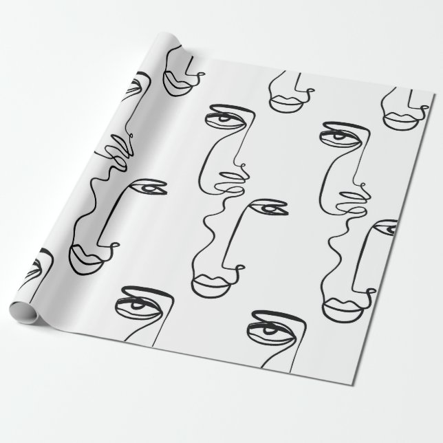 Papel De Presente Textura com faces abstrato. Uma linha contínua p (Desenrolado)