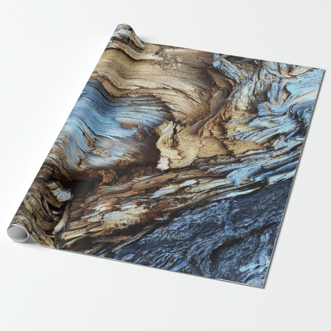 Papel De Presente Textura de abstrato em castanho claro e azul b (Desenrolado)