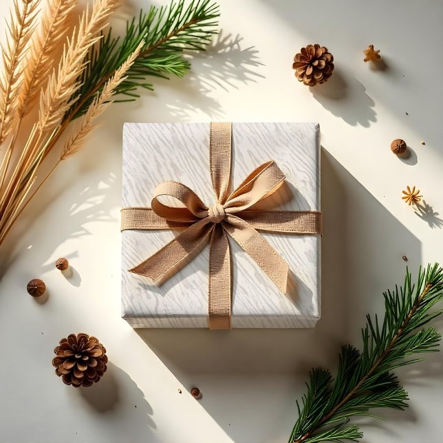 Papel De Presente Textura de árvore de madeira de creme bege natural (Natural Cream Beige Woodgrain Tree Texture Wrapping Paper)