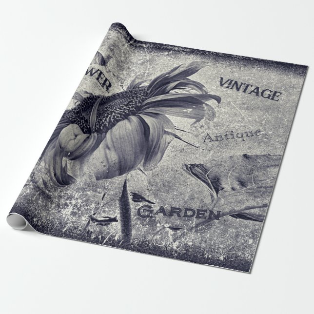 Papel De Presente Textura De Ephemera Branca E Negra (Desenrolado)