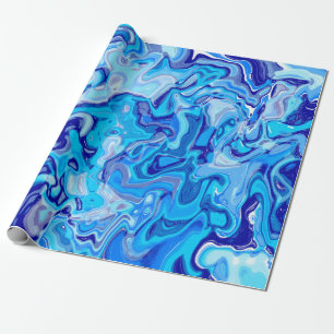 Papel De Presente Textura de Mármore Azul Gélido Metálico Líquido Ab