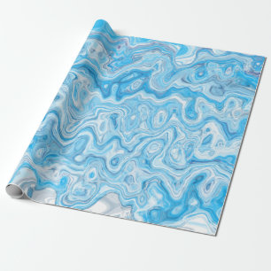 Papel De Presente Textura de mármore azul gelo glacial Líquido abstr