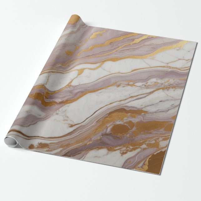 Papel De Presente textura de mármore de abstrato com sotaque de ouro (Desenrolado)