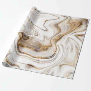 Papel De Presente Textura de Mármore Dourado Branco Resplandecente R