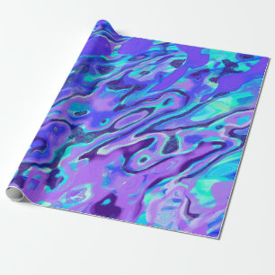 Papel De Presente Textura de Mármore Neon Roxo Abstrato Pintura Líqu