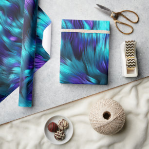 Papel De Presente Textura de pelo de monstro falso azul e roxo