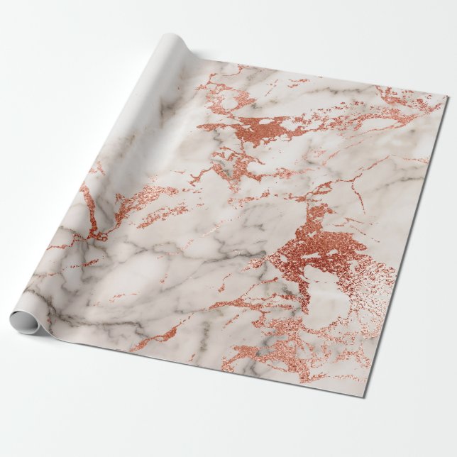 Papel De Presente Textura Dourada de mármore rosa 2 (Desenrolado)