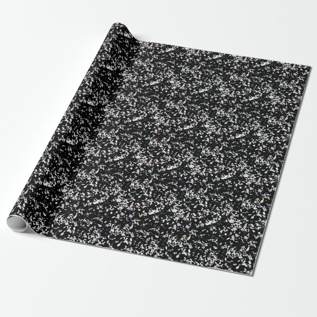 Papel De Presente Textura em mármore - preto (Desenrolado)
